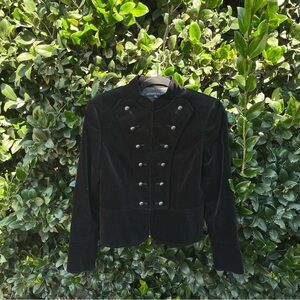 ANTONIO MELANI Black Velvet Military-Style Button Blazer